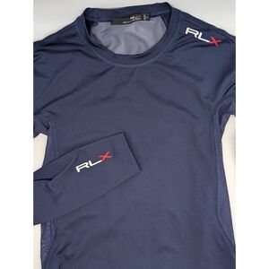 RLX Ralph Lauren Womens Medium‎ Top Navy Blue Long Sleeve Ventilated Athletic